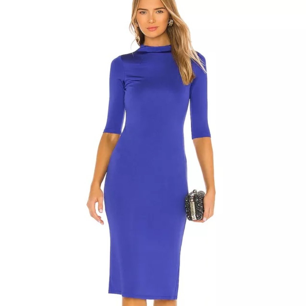 Nwt Alice + Olivia Ultra Marine Delora Crew Neck Fitted Dress Size 6
